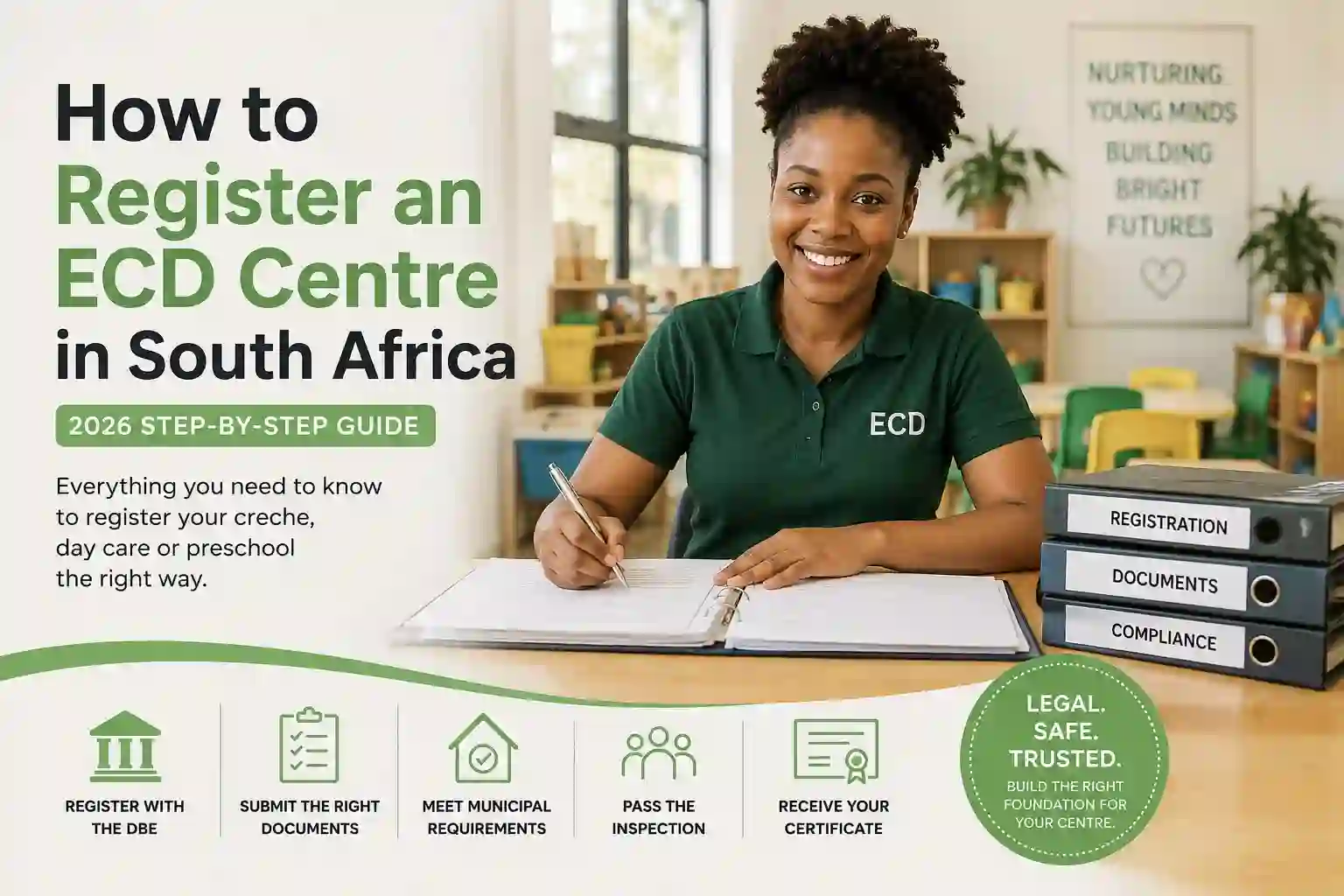 South African ECD centre owner completing online registration on a laptop